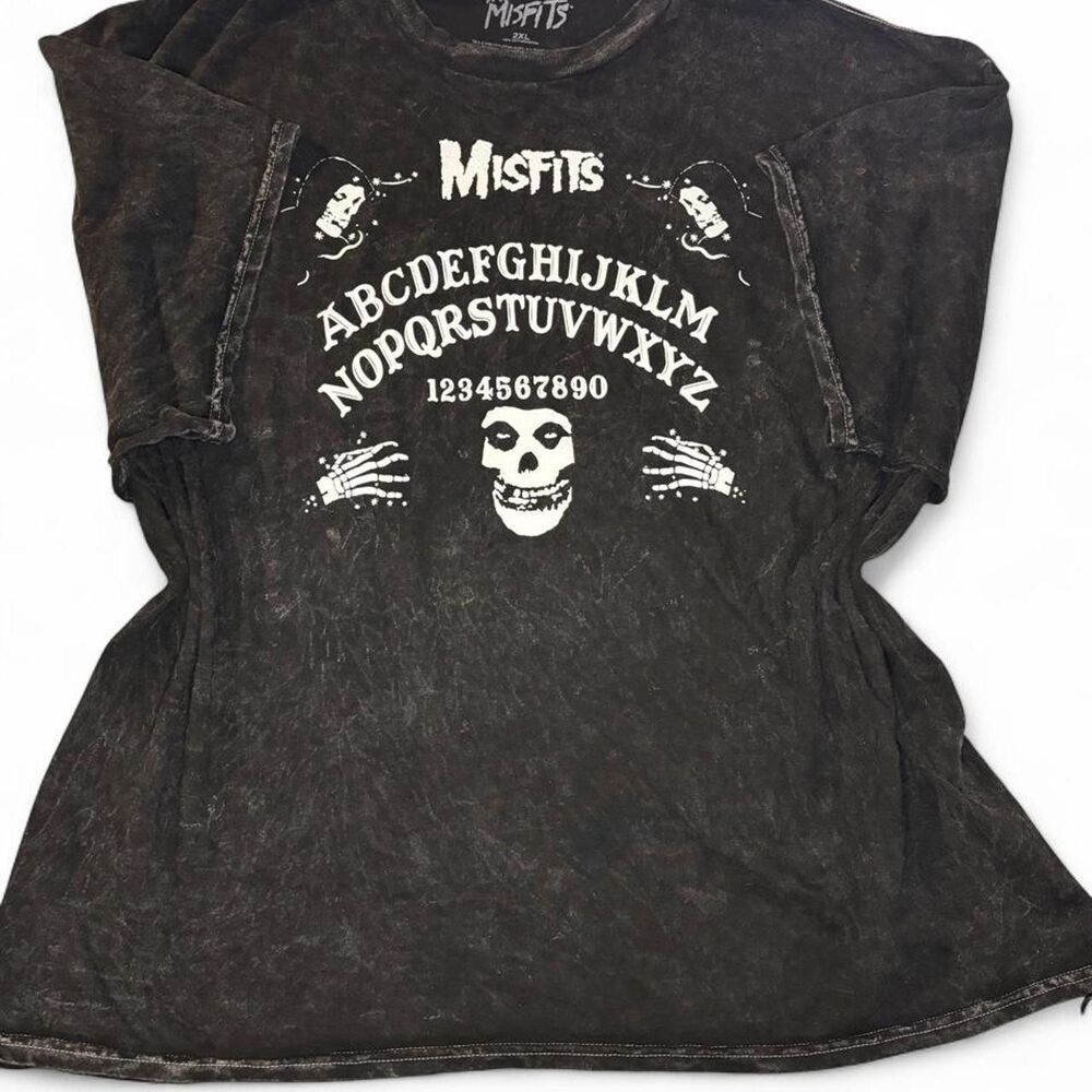 Misfits Skull T Shirt 2XL Gray Acid Wash Horror Punk Rock Band Graphic Tee